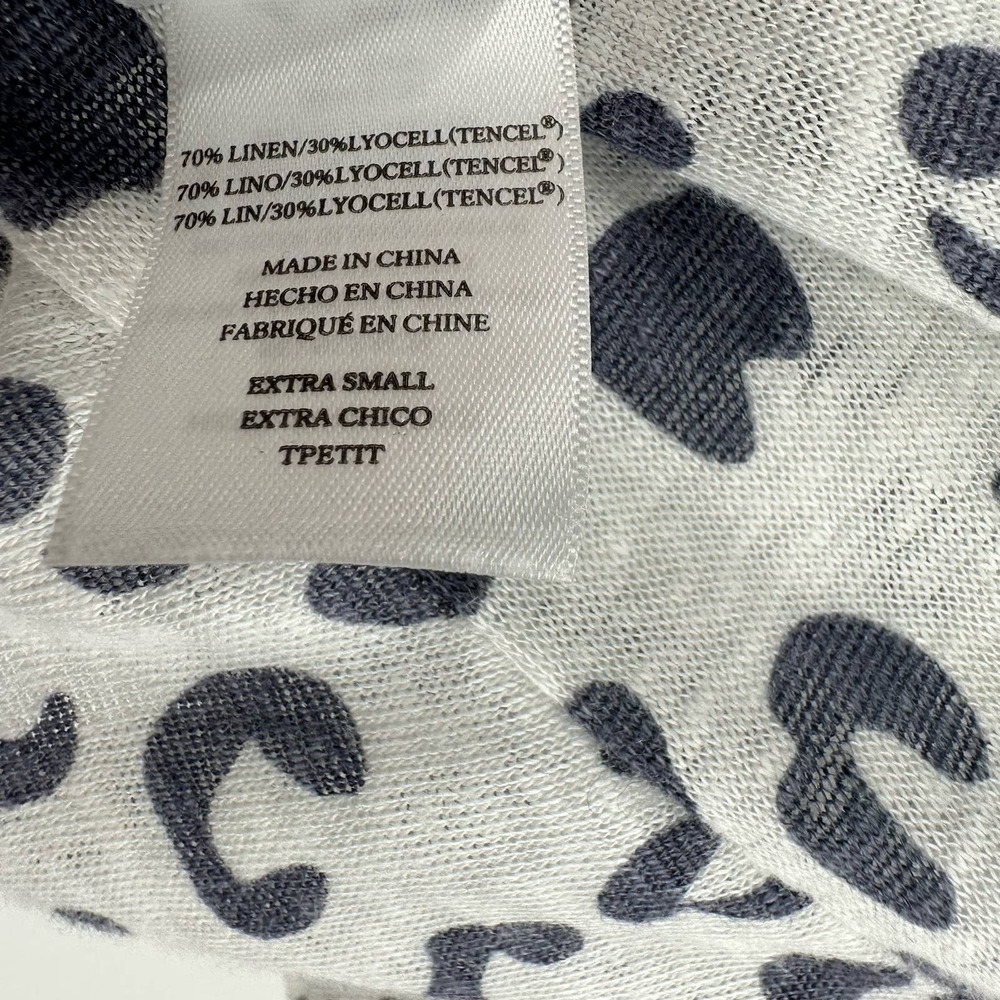 Rails size XS leopard print short sleeve t-shirt top white gray linen blend - Picture 5 of 6
